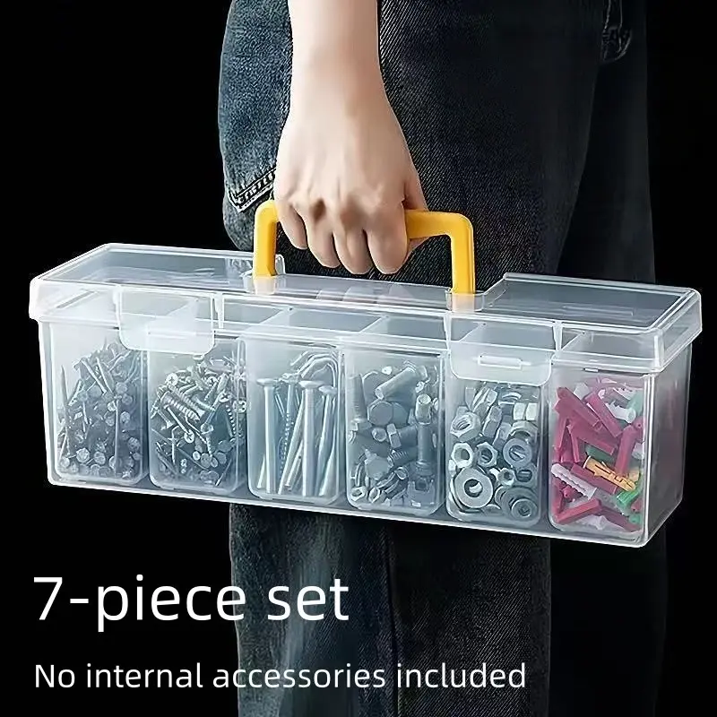 7-Piece Portable Tool Box Set, 1 Outer Box + 6 Inner Boxes, Multi-Functional Hardware Toolbox, Transparent Handheld Storage Case, Construction Tool Organizer, Tool Storage Kit, Tool Storage Organiser
