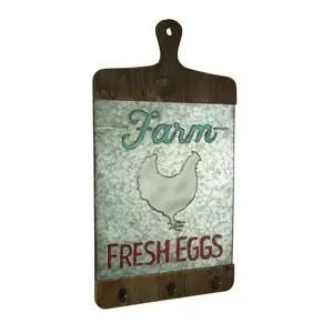 Galvanized Finish Farmhouse Chicken Cutting Board Wall Hook