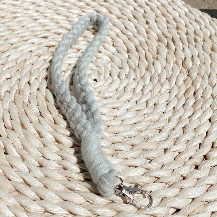 Boho Macrame Wristlet, Macrame Keychain, Icy Blue Cotton Macrame Keychain, Boho Wristlet, Trendy Accessories For Her, So Blooming Company