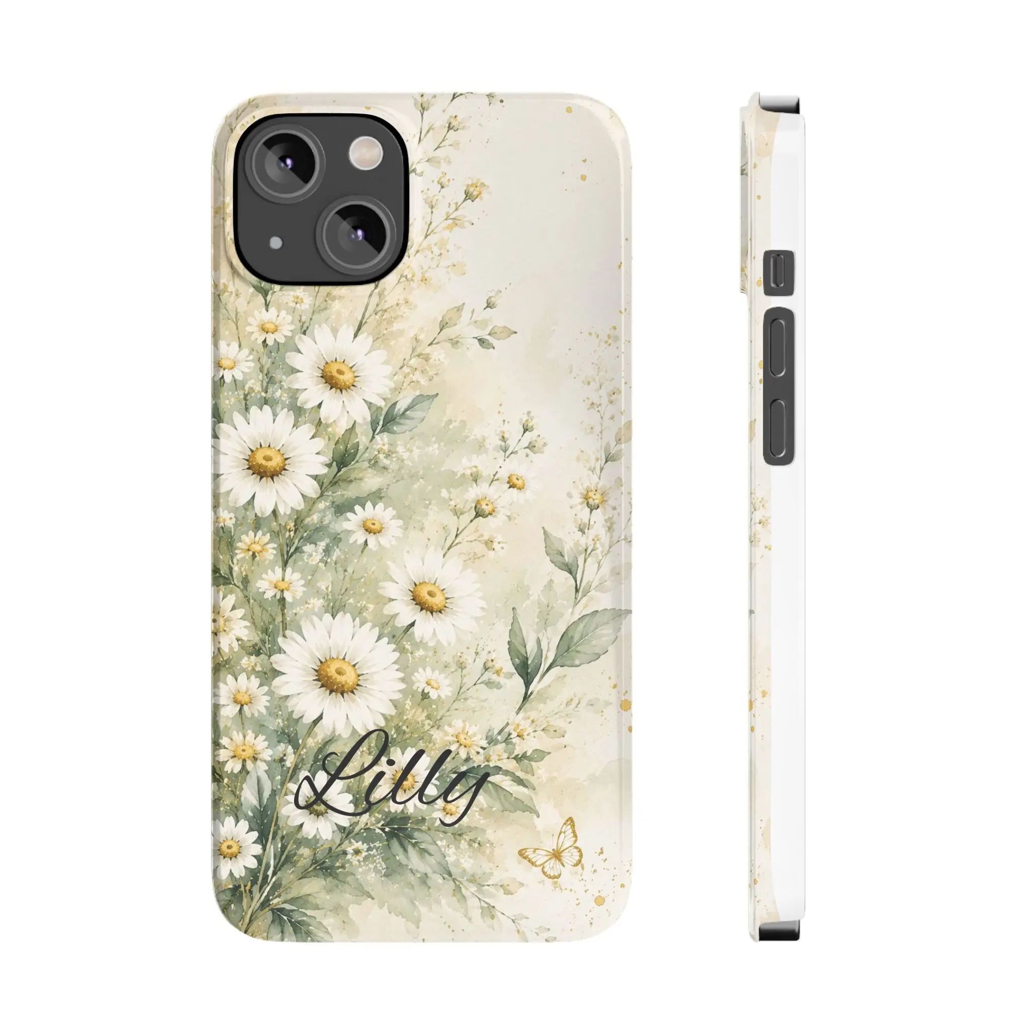 Personalized Daisy Floral Phone Case | Custom Name Aesthetic Flower Cover.