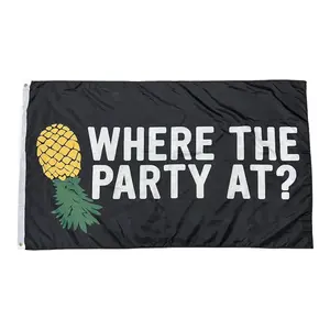 Where The Party At Upside down pineapple Flag  Wall Decor swingers party couple party Gift Outdoors Ornaments Pack Wedding Pack  wishing banner funny