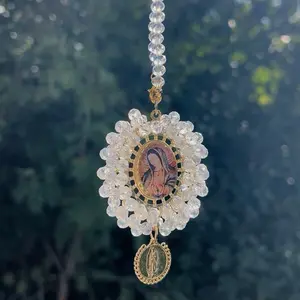 Beaded Religious Car Charm - Accessory for Rearview Mirror