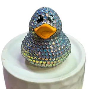 Bling Rhinestone Duck - Sparkly Grey Color Decorative Figure with Rhinestones