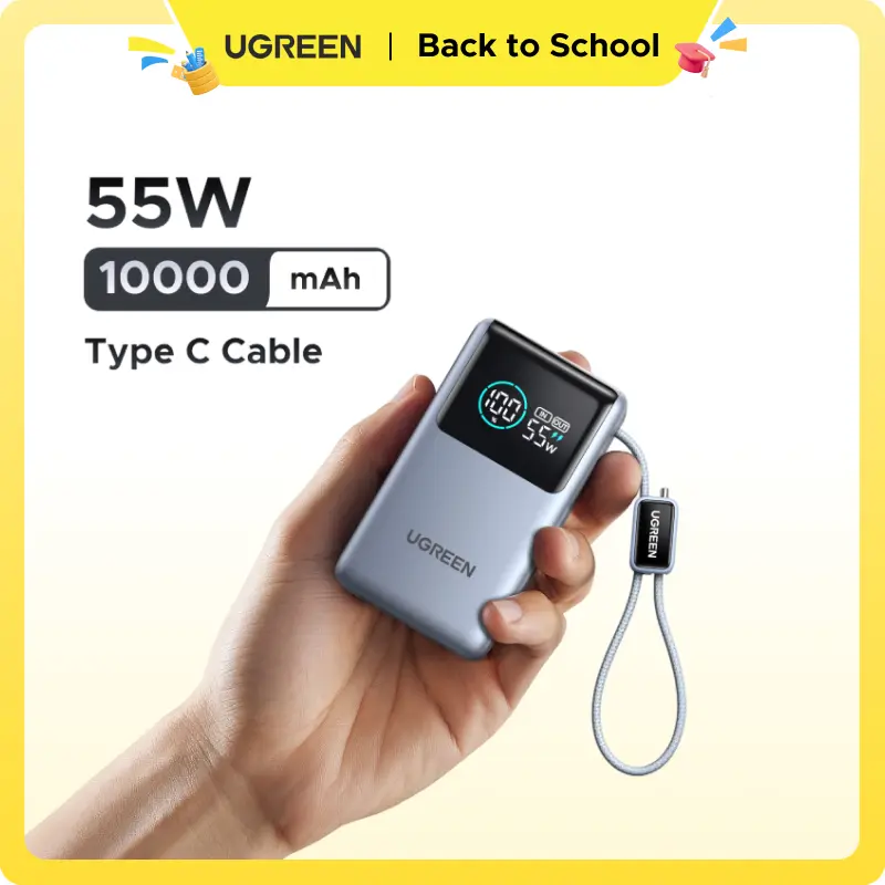 UGREEN Nexode Pro 10,000mAh 45W Mobile Power Bank - Compact EDC Gear Portable Charger with Built-in USB-C Cable, PD Super Fast Charging, Digital Display for iPhone 17/16 Pro Max Air, Galaxy S26 Ultra (Blue) | tiktokshopbacktoschool