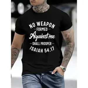 No Weapon Formed Against Me Shall Prosper Isaiah 54 17 Graphic Tee Unisex Faith Quote Shirt Streetwear Crewneck Short Sleeve Casual Summer Outfit