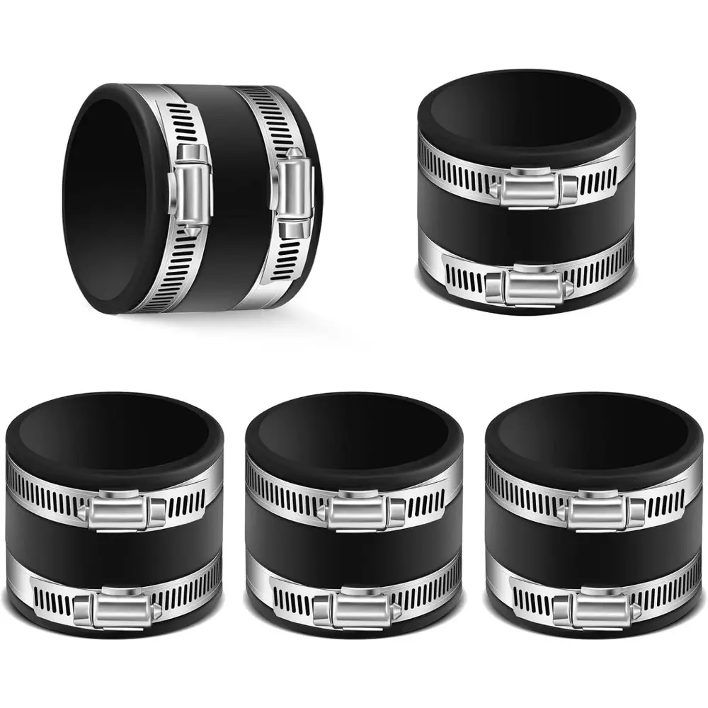 5 Pcs Dust Control Flex Cuffs Coupler with Integrated Stainless Steel Hose Clamps 2-1/2 Inch Rubber Vacuum Hose Connector for Plastic and Copper Plumbing Connections Ports Fittings