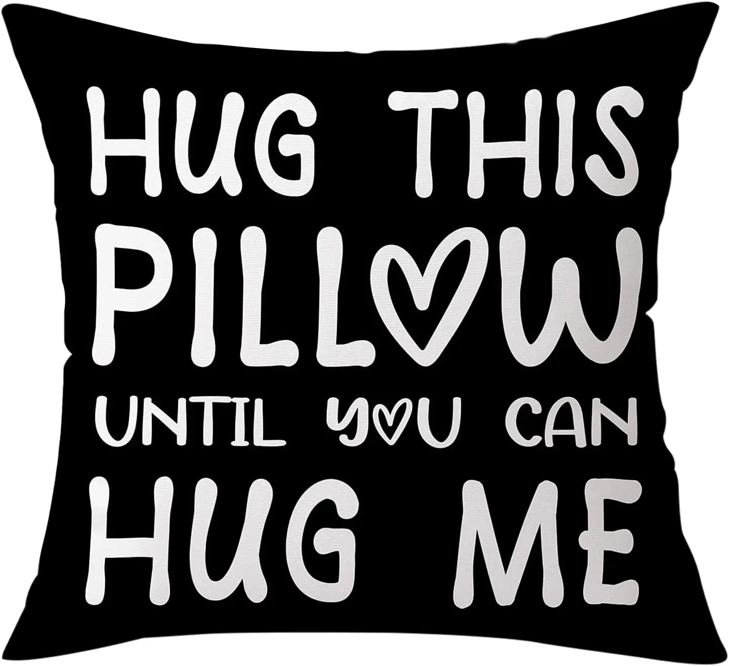 Hug This Pillow Until You Can Hug Me Square Lover Pillow Case 18x18 Inch for Couple Heart Long Distance Gift, Boyfriend Girlfriend Birthday Gifts, Black