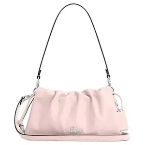 COACH Faye 26 Leather Shoulder Bag with Logo and Magnetic Closure for Women in Pink