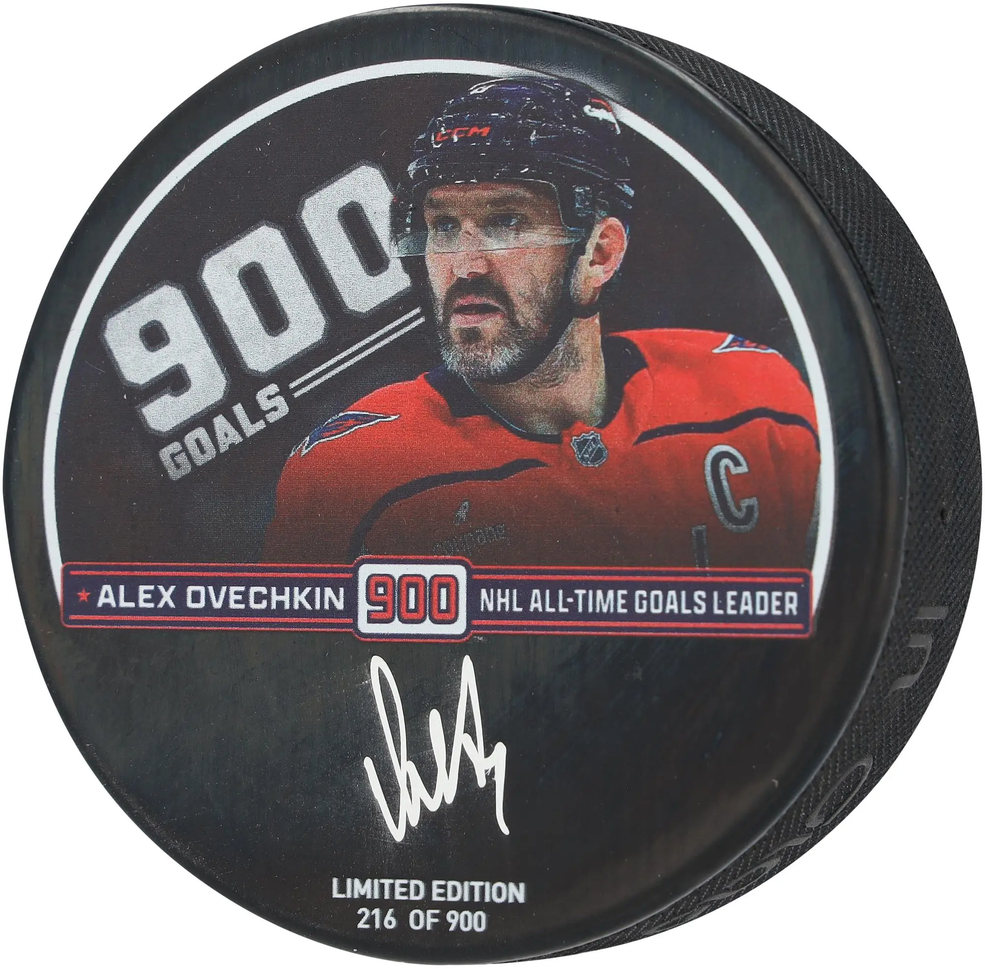 Alex Ovechkin Washington Capitals Autographed 900th Goal Hockey Puck - Limited Edition of 900 - Fanatics Authentic Certified