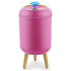 Pukomc Smart Induction Waterproof Trash Can - Multi-Functional, Environmentally Friendly, Automatic, Durable Plastic for Bathroom, Bedroom, Office Use Pink
