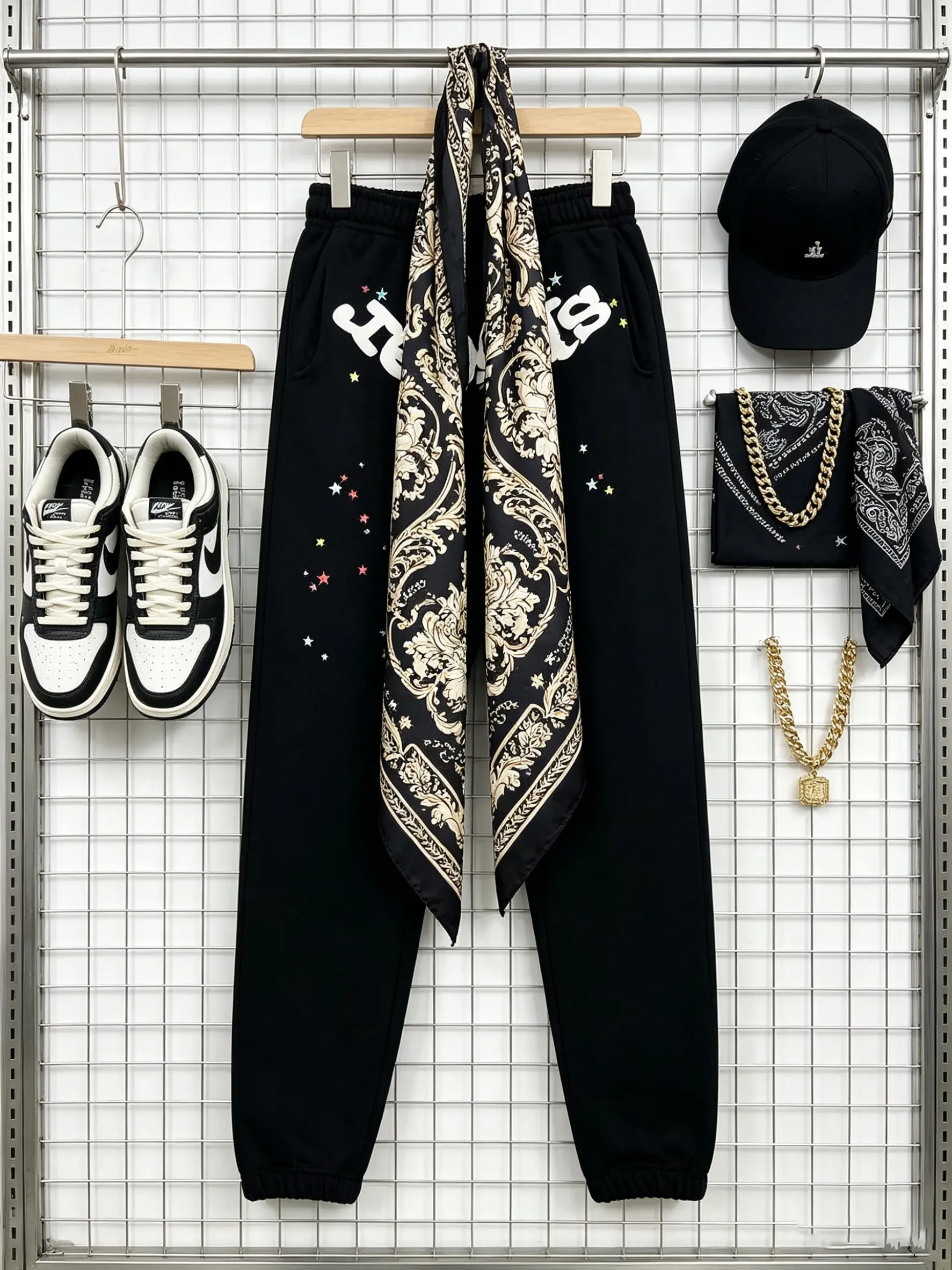 Y2k Men's Oversized Casual Jogger Pants,  Loose Fit Sweatpants, Creative Letter & Pattern Print, Color Block Splatter Detail, Elasticated Waist with Drawstring, Cuffed Ankles for Comfort, Versatile Streetwear for Men,  Fashion Active Trousers
