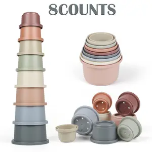 Stacking Cup Toy, 8 Counts/set Children's Educational Toy, Beach Toy, Pool Toy, Intelligence Development Toy, Birthday Gift for Boys & Girls