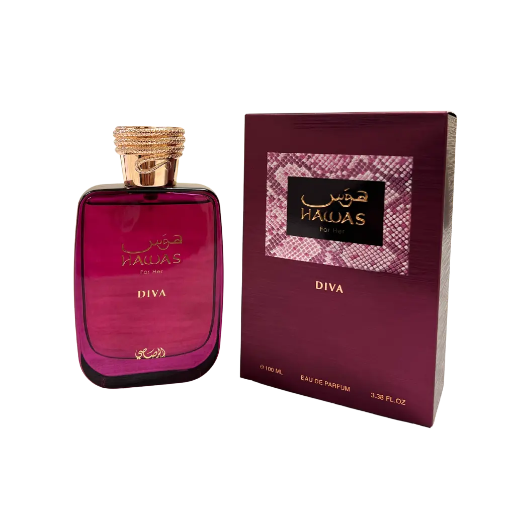 Rasasi | Hawas | Diva | Women's Fragrance | 100 ML 3.4 OZ | Eau De Parfum | Red Fruits - Rhubarb & Lychee