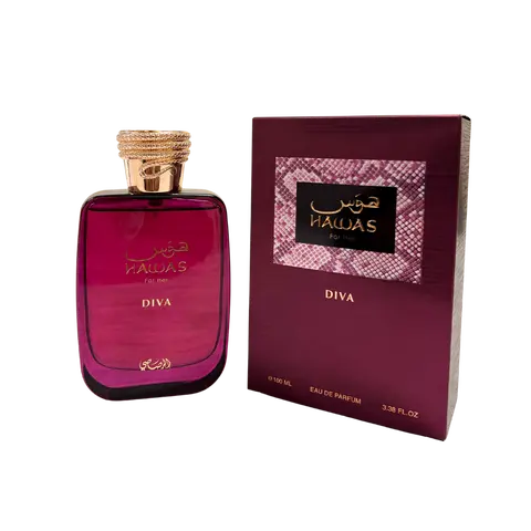 Rasasi | Hawas | Diva | Women's Fragrance | 100 ML 3.4 OZ | Eau De Parfum | Red Fruits - Rhubarb & Lychee