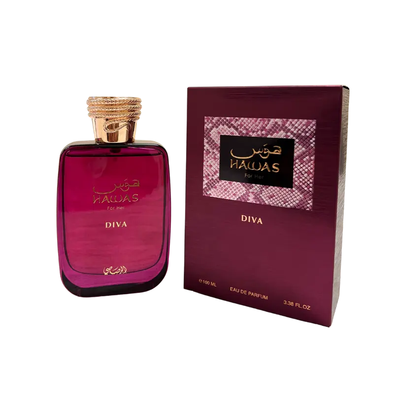 Rasasi | Hawas | Diva | Women's Fragrance | 100 ML 3.4 OZ | Eau De Parfum | Red Fruits - Rhubarb & Lychee