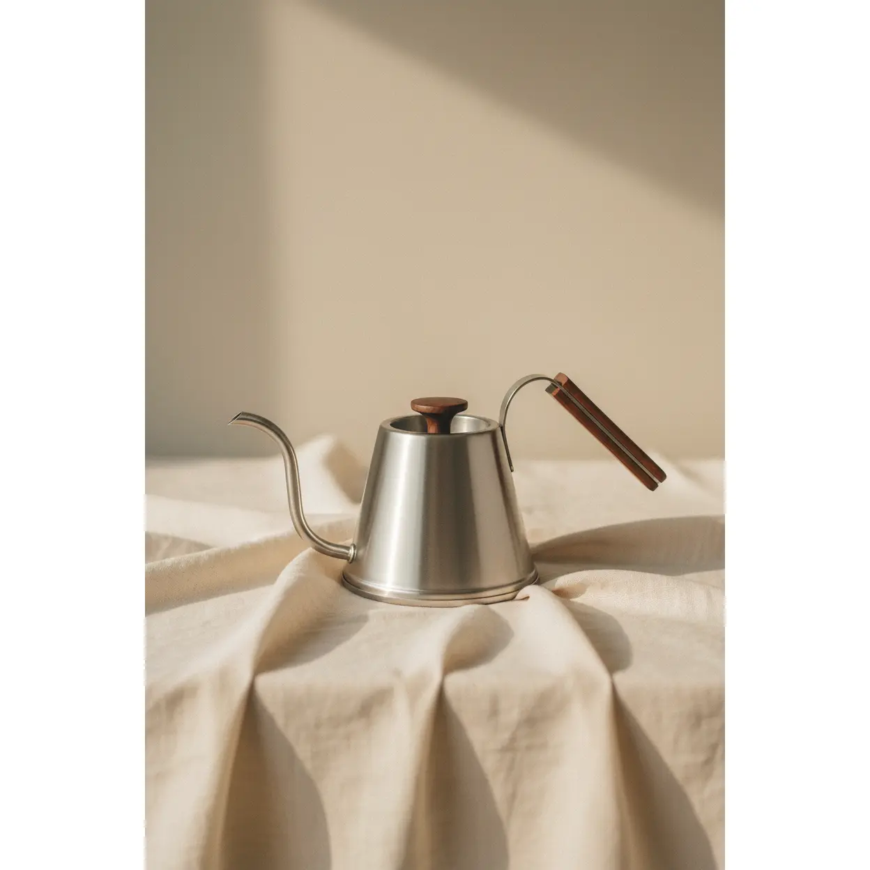 Walnut Drip Kettle 600mL Silver
