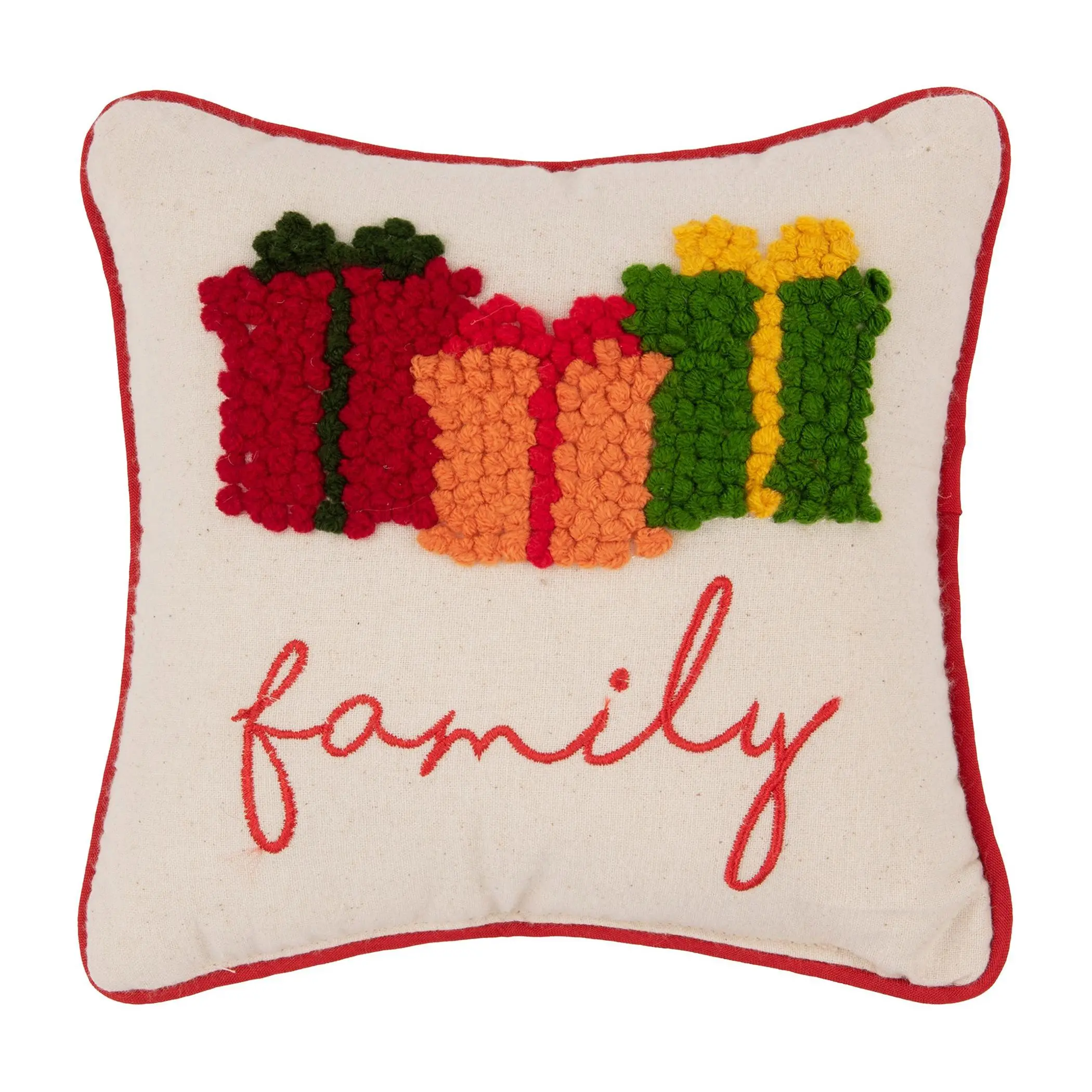 C&F Home Family Presents French Knot Throw Pill ow