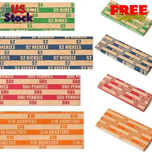 100 pcs Assorted Packed Flat Stripped Coin Wrappers