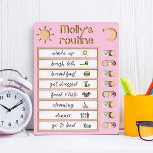 Customized Wooden Toddler Routine Chart, Visual Schedule for Kids, Daily Routine chart, Chore Chart for Kids, Homeschool Schedule