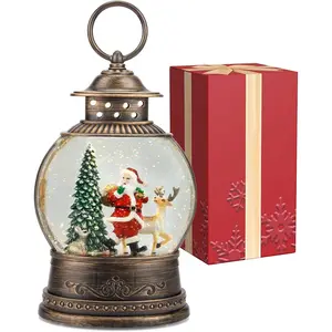 Christmas Snow Globes Christmas Decorations, Lighted Musical Snow Globes Lantern, Santa Decoration Indoor  Decor & , 6H Timer, USB/ Operated