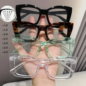 4-Piece Simple Daily Use Reading Glasses, Butterfly Square Frame Fashion Eyewear, Unisex Workwear Accessories, Perfect Clothing Decoration