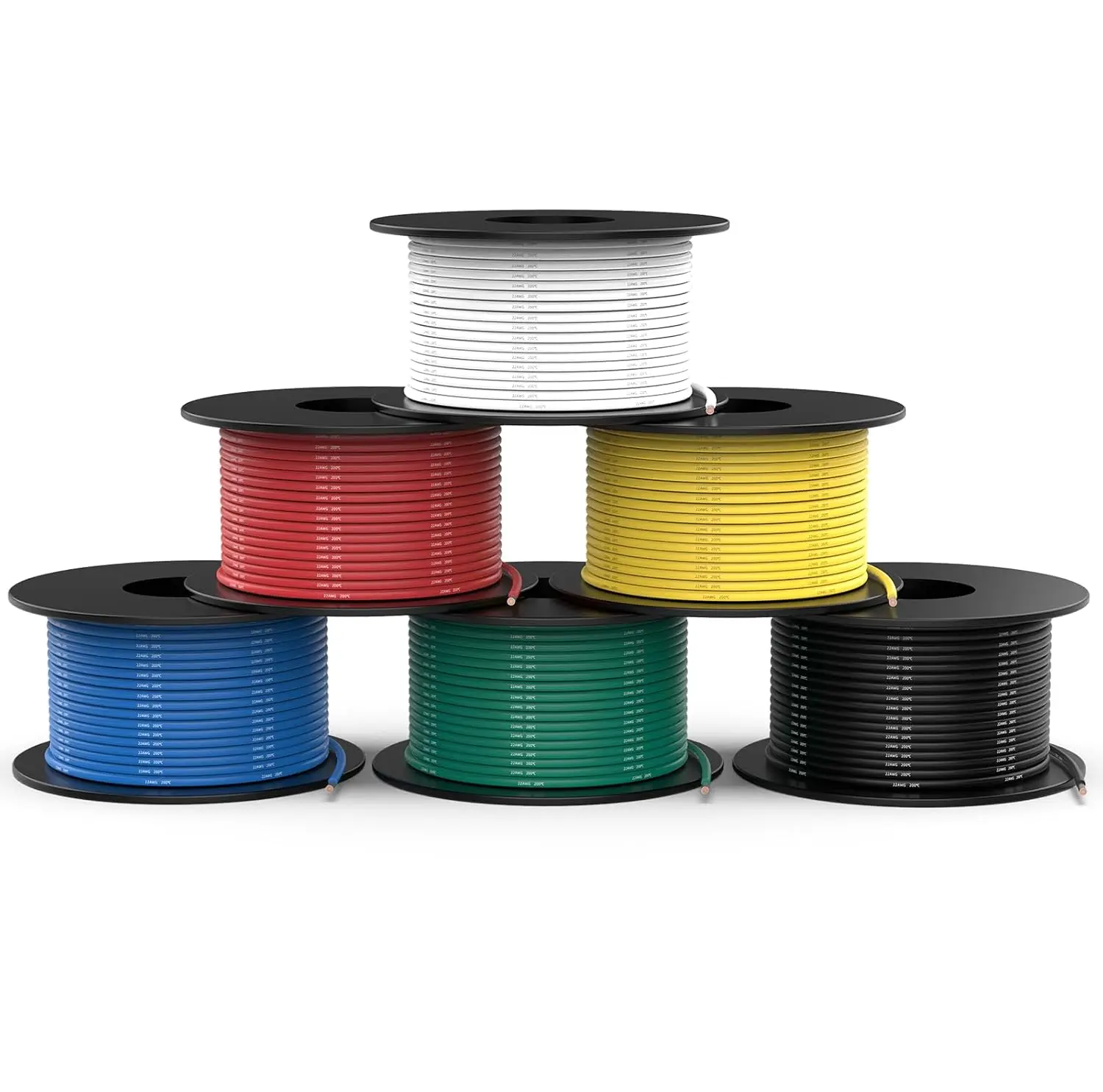22 Gauge Wire 360ft, 22 AWG Wire 6 Colors 60ft Each Spool, Flexible  Tinned Copper Electrical , Wiring kit for Breadboard/Automotive/DIY/, 200