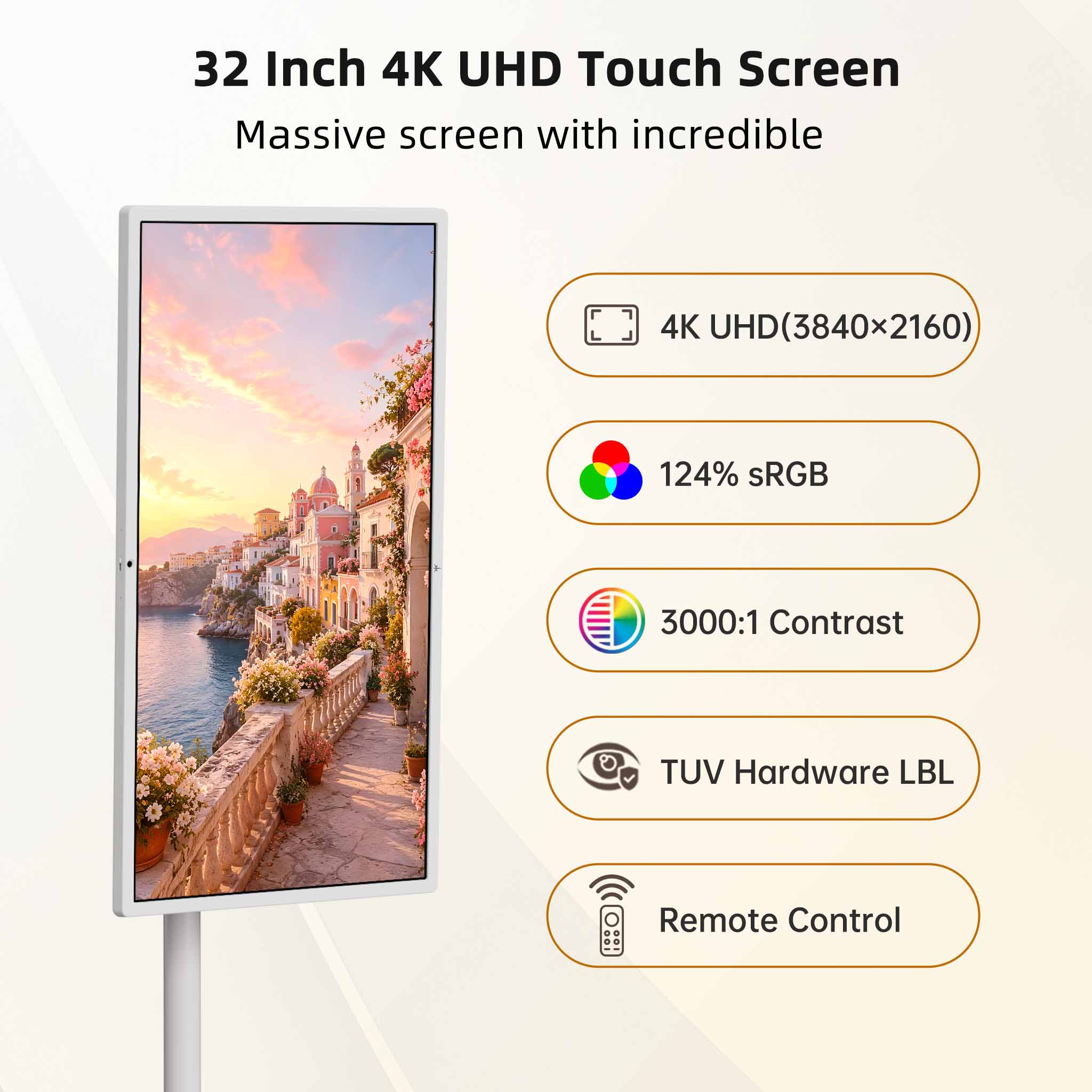 KTC MEGAPAD 32" 4K UHD Smart Portable TV, 16+256GB Android 13, Google EDLA Smart Touch Monitor with 9500mAh Battery, Built-in Camera + Dual 6W Speakers