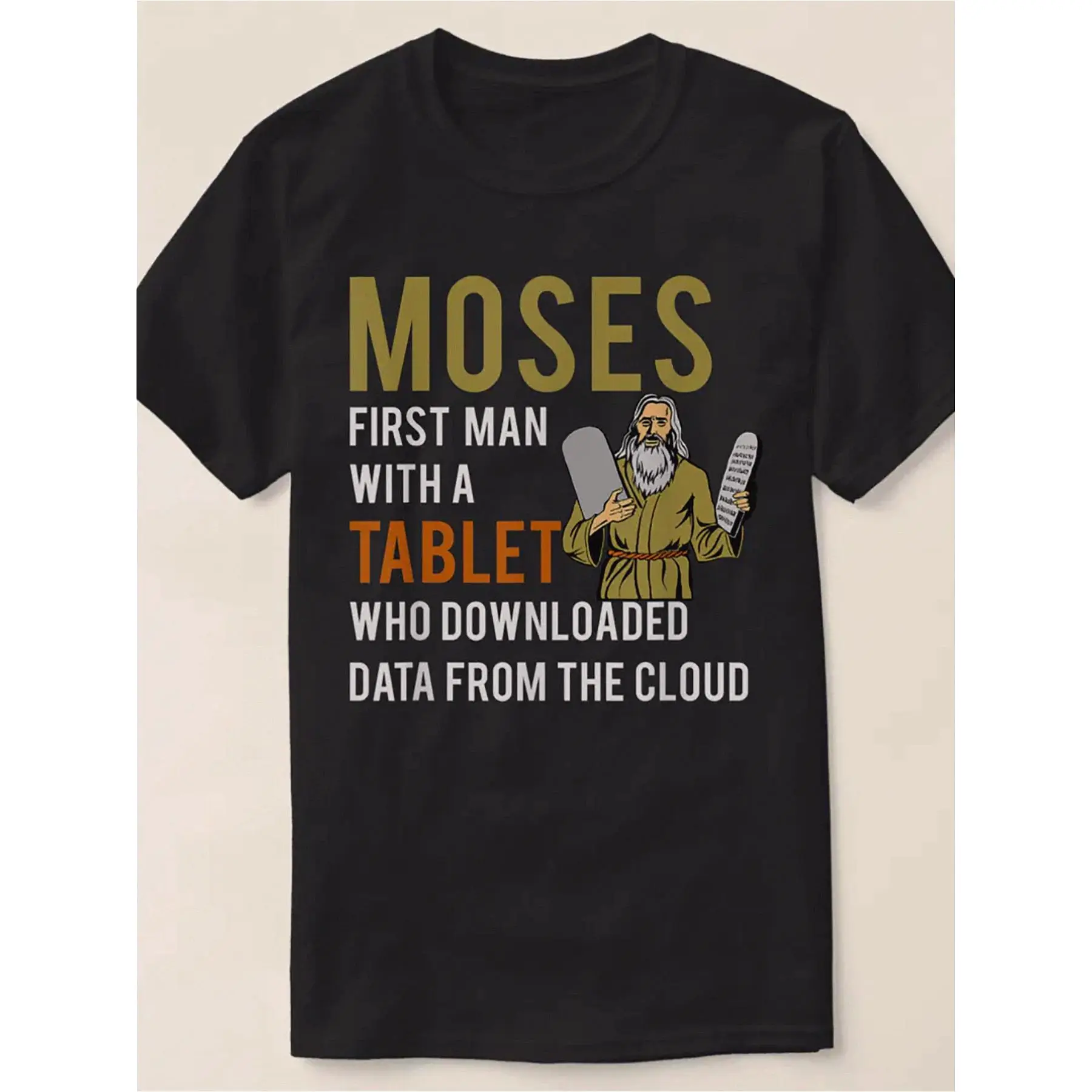 Comical Jewish Passeder Moses Tablet Data Cloud Comp Men'S T-shirt