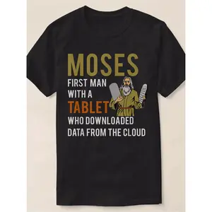 Comical Jewish Passeder Moses Tablet Data Cloud Comp Men'S T-shirt