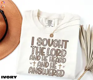 I Sought The Lord and He Heard Answered Shirt, Bible Verse Tee, Jesus Sweatshirt, Christian Shirts for Women, Comfort Colors T-Shirt