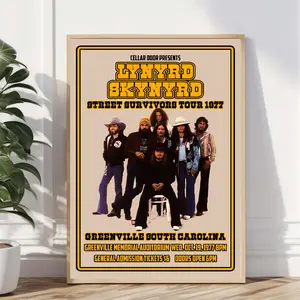 Lynyrd Skynyrd Concert Poster No Frame, Vintage Rock Concert Print, Southern Rock Wall Art for Living Room, Rock Poster for Fans, Man Cave, Wall Art