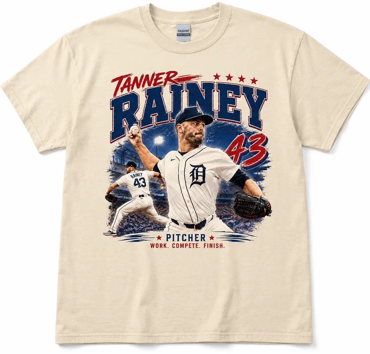 Tanner Rainey Baseball Shirt, Vintage Retro Baseball Tee, 43 Pitcher Graphic T-Shirt, Sports Fan Gift, Classic Baseball Player Shirt