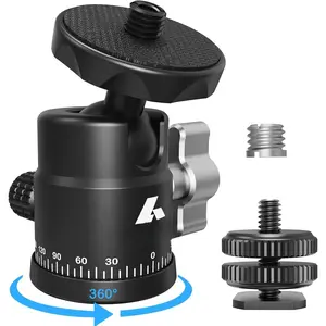 Mini Ball , 360? Panoramic Tripod ,  1/4" to 3/8" Screw Adapter Swivel Ball  Tripod Mount,  Cold Shoe Mount for DSLR Cameras Camcorder Light Photograph Accessories