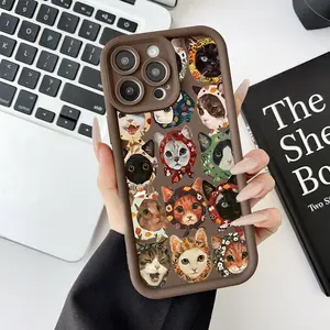 Feminine Soft Case for iPhone11/12/13/14/15/16/17/promax/x/xs/xr/xsmax Case Floral Cat Badge Collage Durable, Ultra Slim, Cute and Practical |   Lightweight Protective Case for Her