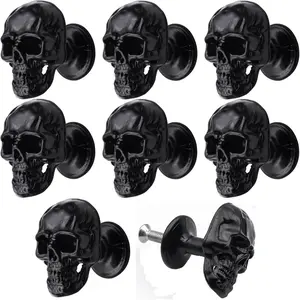 8 Pack Skull Skeleton Cabinets Knobs, Single Hole Pull Handle for Drawer Wardrobes Bookcases Dresser Closets Hardware Furniture Decoration (Black)