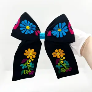 Querida XL Embroidered Bow Hair Clip
