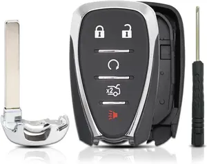 Fob Cover Fit for Chevy Malibu/Cruze/Camaro/Traverse/Equinox 2016–2022 5-Button Remote Shell Replacement for HYQ4AA HYQ4EA, No Programming Needed