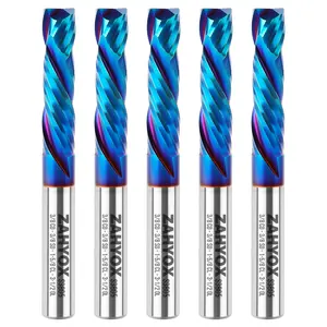 S3805 (5pack) 3/8" Shank Solid Carbide Compression nACo Coated CNC Spiral Router Bit - 2 Flutes - 3/8" Cutting Dia - 1-5/8" LOC - 3-1/2" OAL