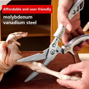 Molybdenum Vanadium Steel Kitchen Shears with Slip Handle & Safety Lock Professional Heavy Duty Scissors for Meat Turkey Fish Vegetables Dishwasher Safe Utensils Food