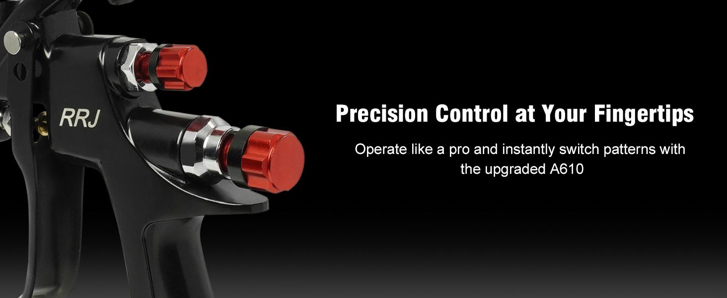 RRJ A610 LVLP Air Spray Gun Premium Kit, with 1.3/1.7/2.0mmNozzles & Air Regulator, 650ml Mixing Cup & 10xDisposable Cups,  Gun for Cars, Furniture, Fence,Varnish&Top Coat high capacity container automotiveadjustable Airbrush Hardware Industrial Met pick