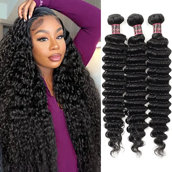 Uwigs Kinky Curly / Deep Wave / Water Wave Hair Bundles 100g/pc Natural Color Remy Hair Extensions Outdoorfun
