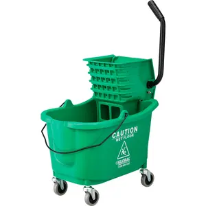 Global Industrial 260594GN 38 qt. Mop Bucket & Wringer Combo with Side Press, Green