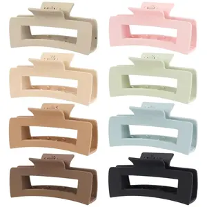 8 Pcs Large Hair Claw Clips 4.1 Inch Non-slip Big Square Matte Claws for Women, Strong Hold Banana Clips for Thick Thin Hair