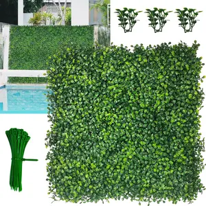Artificial Boxwood Panels,20"x 20"(12P) 4-Layer Leaf UV-Protected Grass Wall Backdrop Panels for Outdoor, Indoor, Garden&Fence Covering , Backyard and Decor