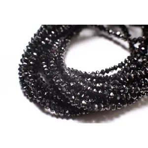 Natural Black Diamond Faceted Roundel Bead, AAA Quality 2-3mm Diamond Bead for Jewelry making. 1" to 15" full strand 12 cts