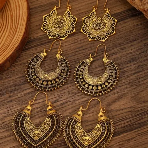 Vintage Style Hollow Out Design Dangle Earrings, Boho Style Jewelry for Women, Trendy Versatile & Exquisite Jewelry, Ideal Birthday Gift, High-Quality Earrings, Dangling Earring Set, Bohemian Earrings, Trendy Fashionable Accessories