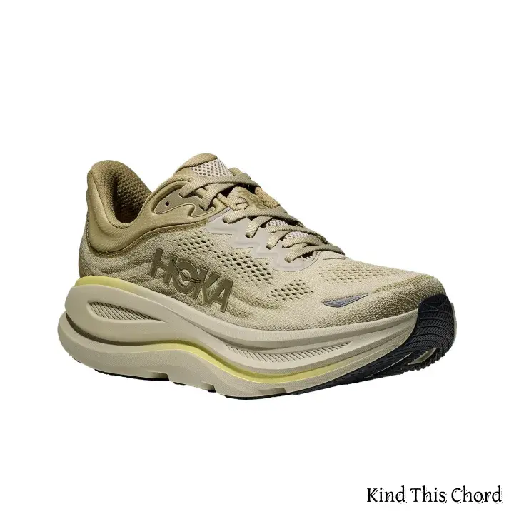 Premium Beige Performance Trainers, Stretchable Breathable Mesh Construction, Ultra-Cushioned Rocker Sole, Contrast Yellow Tonal Details, Versatile Footwear for Running, Gym & Casual Outfits