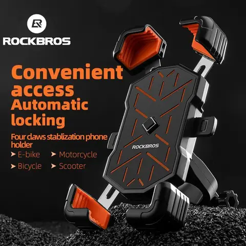 ROCKBROS Bike Handlebar Phone Holder Accessories, Quick-Release Mount with 360° Rotation, Ebike Phone Mount