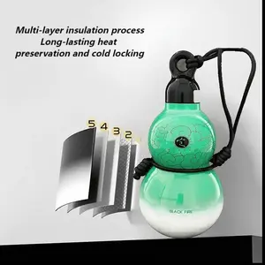 Portable Xiangyun Bottle 580ml Green 316 Stainless Steel Insulated Leak-Proof Gourd Shaped Water Bottle for Travel Office Role-Playing Game Collectible Drinkware Flasks Insulation Lid Stylish Traditional hand warmers