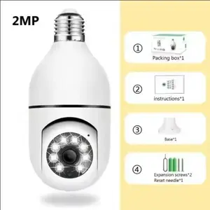 E27 Bulb Full Color Night Vision Auto Human Tracking Zoom Indoor Security Monitor, Wi-Fi Mini Ip Camera for Home Safety